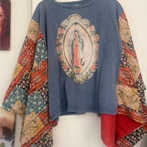 Bohemian Patchwork Top with Graphic Print